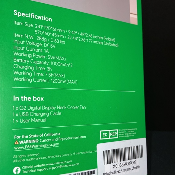 Neck Cooler Fan w/ G2 Digital Display NIB - Picture 3 of 4